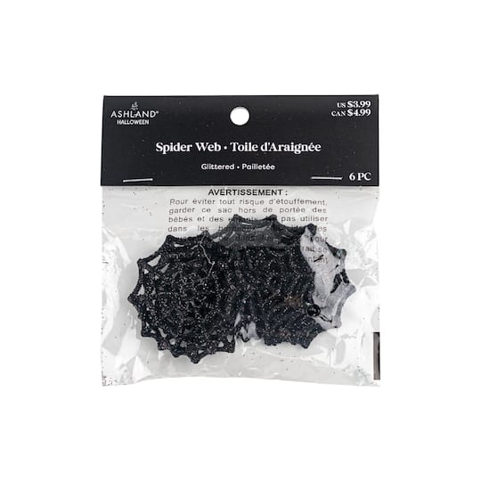 Black Glitter Spiderwebs, 6ct. by Ashland®